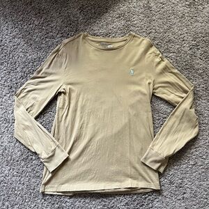 Polo Ralph Lauren Men's Tan Long Sleeve Shirt Blue Horse Size Small